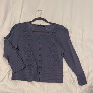 Peruvian Connection Women's Cardigan in Slate Blue